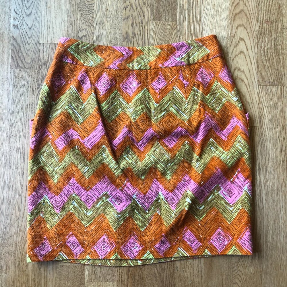 Beth Bowley Ikat Pattern Skirt Pink Orange Size 4 - Picture 10 of 12